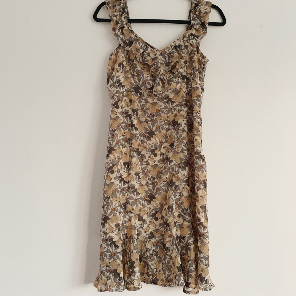 ☀️ LOFT Fall Floral Midi Ruffle Dress